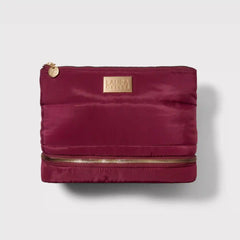 Quilted Makeup Bag with Brush Case, Burgundy